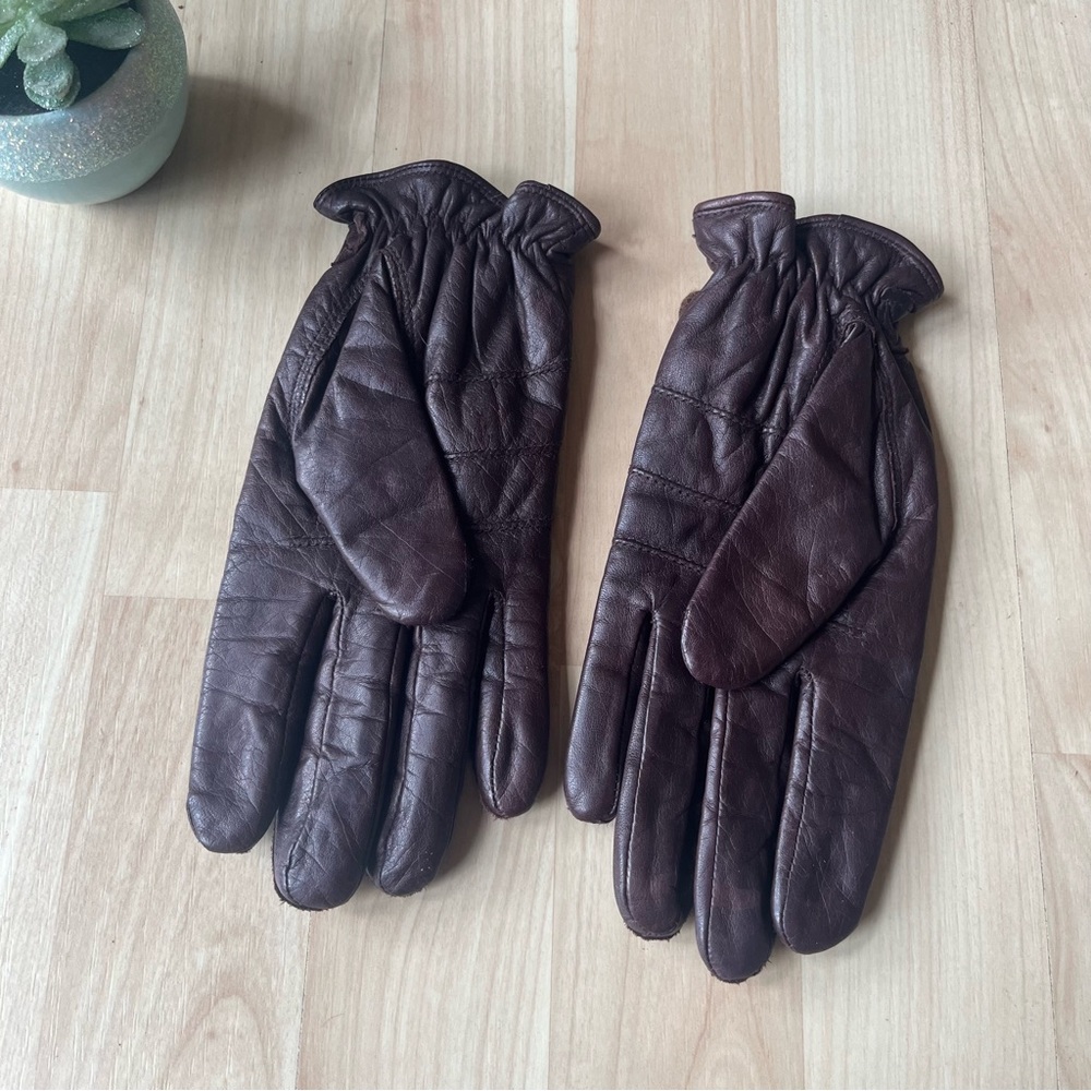 Vintage Gates Dark Brown Leather Gloves Women’s Size L (More Like S/M)